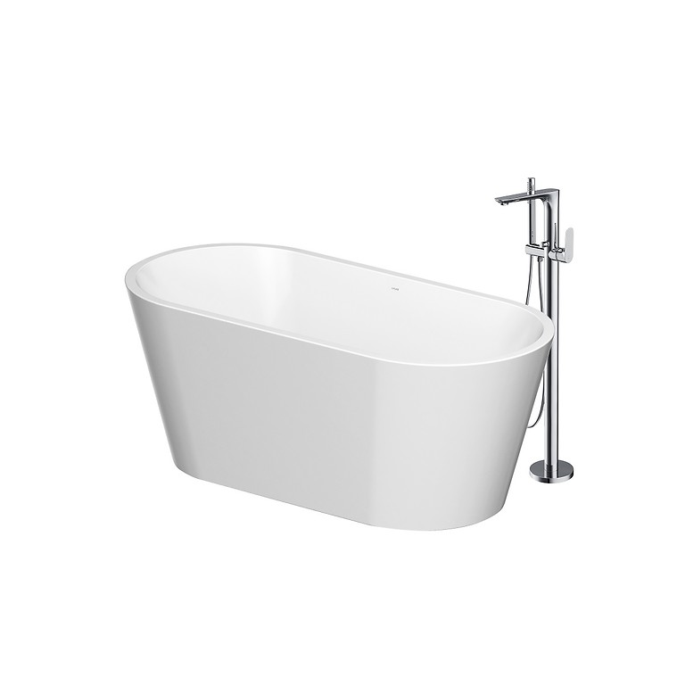 SET B722: CREA 160x75 OVAL FREESTANDING BATHTUB WITH CREA FREESTANDING FAUCET CHROME